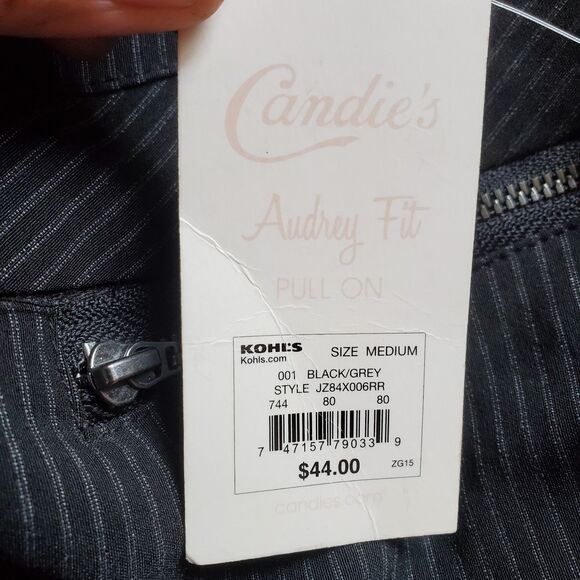 NEW! Candies Black / Grey Audrey Fit Pull On Pants -  Size Medium NWT - Picture 9 of 9